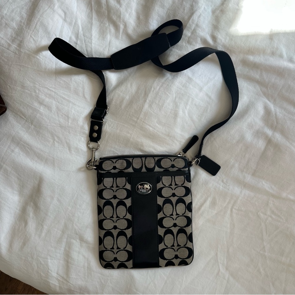 Coach black monogram crossbody bag